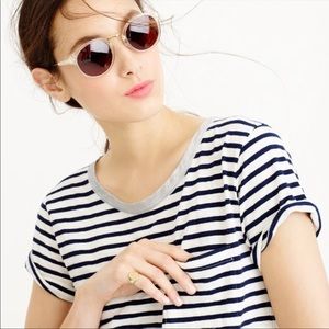 Navy & White Striped Tee with Glitter Collar